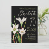 Stijlvolle Chic Zwart Wit Lelie 70ste Verjaardag B Kaart (Staand voorkant)