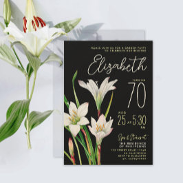 Stijlvolle Chic Zwart Witte Lelie 70e Verjaardag B Kaart