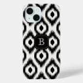 Stijlvolle Chic Zwarte Ivoor Diamanten Ikat Monogr Case-Mate iPhone Case (Achterkant)