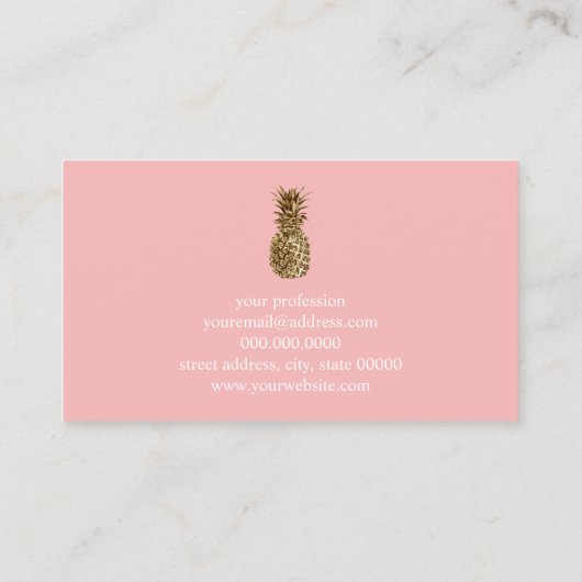 Stijlvolle chick gouden ananas make-up artiest visitekaartje (Achterkant)