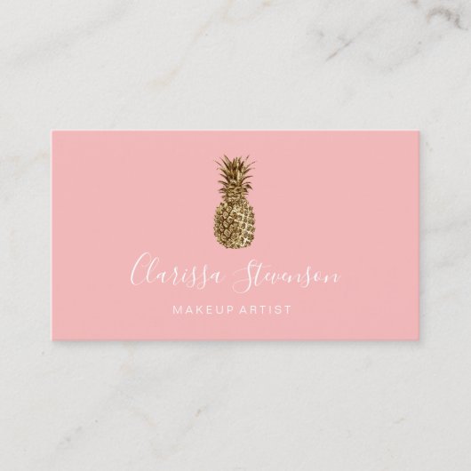Stijlvolle  chick gouden ananas make-up artiest visitekaartje (Voorkant)