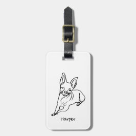 Stijlvolle Chihuahua: gepersonaliseerde lijnkunst Bagagelabel