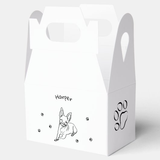 Stijlvolle Chihuahua: gepersonaliseerde lijnkunst Bedankdoosjes (Geopend)