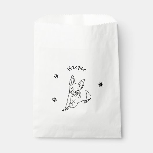 Stijlvolle Chihuahua: gepersonaliseerde lijnkunst  Bedankzakje (Voorkant)