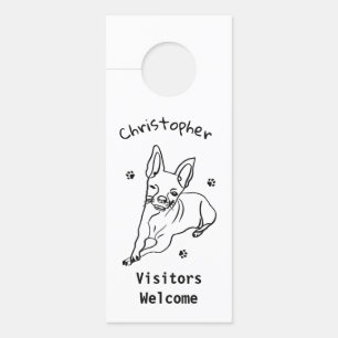 Stijlvolle Chihuahua: gepersonaliseerde lijnkunst Deurhanger