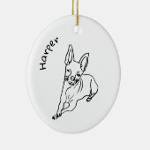 Stijlvolle Chihuahua: gepersonaliseerde lijnkunst  Keramisch Ornament (Rechts)