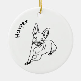 Stijlvolle Chihuahua: gepersonaliseerde lijnkunst  Keramisch Ornament