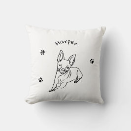 Stijlvolle Chihuahua: gepersonaliseerde lijnkunst  Kussen