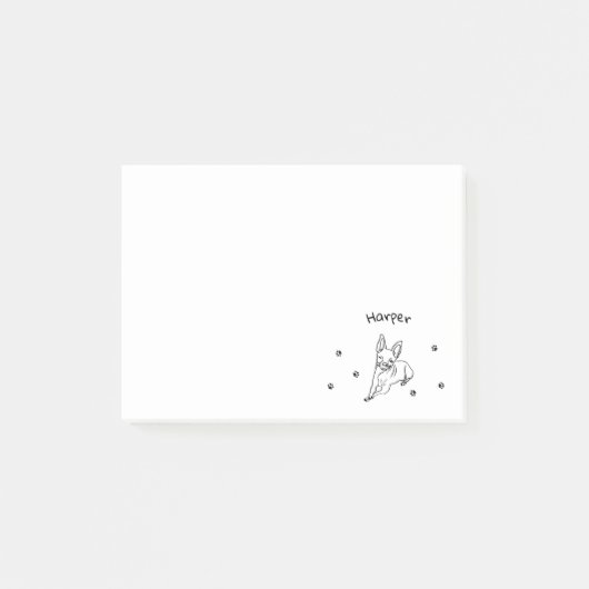 Stijlvolle Chihuahua: gepersonaliseerde lijnkunst Post-it® Notes (Voorkant)