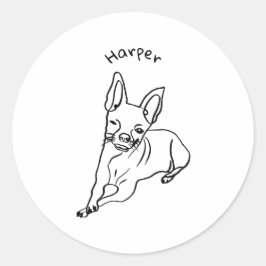 Stijlvolle Chihuahua: gepersonaliseerde lijnkunst Ronde Sticker