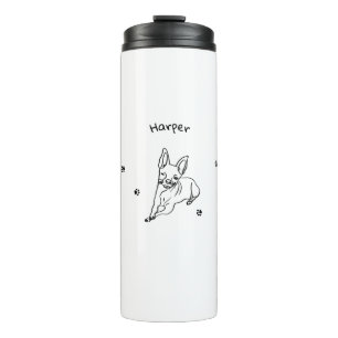 Stijlvolle Chihuahua: gepersonaliseerde lijnkunst Thermosbeker