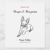 Stijlvolle Chihuahua: gepersonaliseerde lijnkunst  Wijn Etiket (Enkel label)