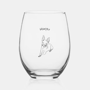 Stijlvolle Chihuahua: gepersonaliseerde lijnkunst Wijnglas Zonder Voet