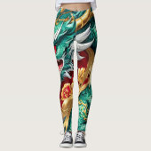 Stijlvolle Chinese Dragon Graphic Leggings (Voorkant)