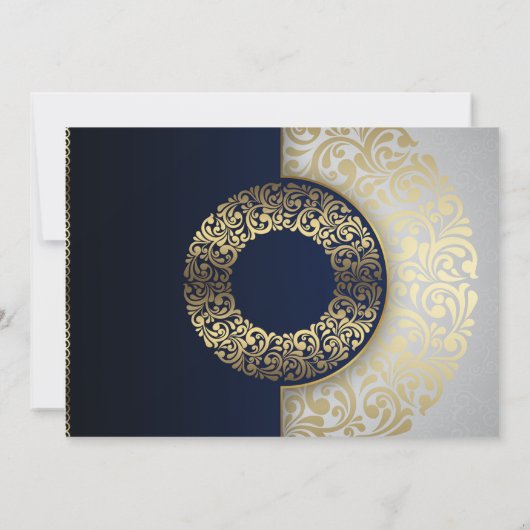 Stijlvolle chique blauw goud geometrische patroon  kaart (Achterkant)