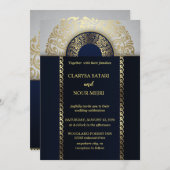 Stijlvolle chique blauw goud geometrische patroon  kaart (Voorkant / Achterkant)