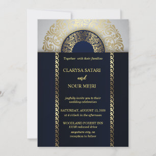 Stijlvolle chique blauw goud geometrische patroon  kaart