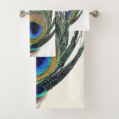 Stijlvolle chique blauwe groene pauwenveer bad handdoek (Insitu)