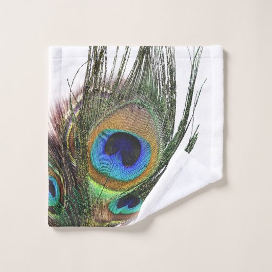 Stijlvolle chique blauwe groene pauwenveer bad handdoek (Wasdoekje)