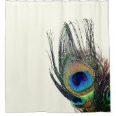 Stijlvolle chique blauwe groene pauwenveer douchegordijn (Voorkant)