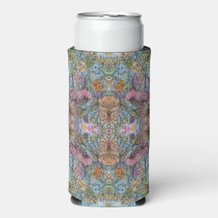 Stijlvolle chique bloementuin aquarelschildering  seltzer blikjeskoeler