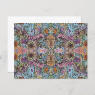 Stijlvolle chique bloementuin Waterverf schilderij Briefkaart