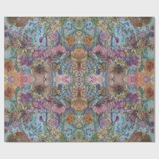 Stijlvolle chique bloementuin Waterverf schilderij Cadeaupapier (Vlak)