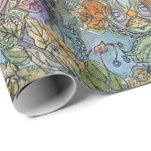 Stijlvolle chique bloementuin Waterverf schilderij Cadeaupapier (Rol Hoek)