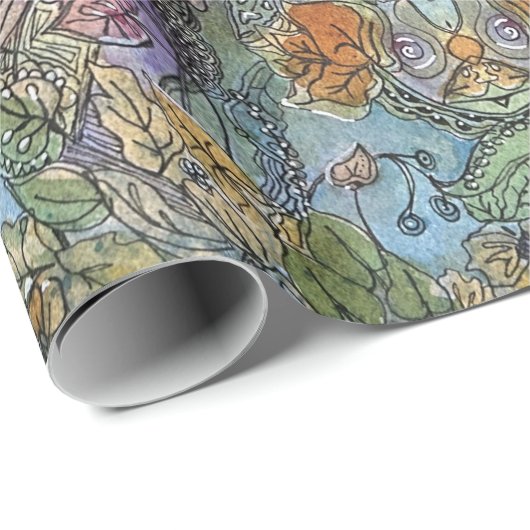 Stijlvolle chique bloementuin Waterverf schilderij Cadeaupapier (Rol Hoek)