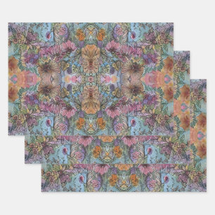 Stijlvolle chique bloementuin Waterverf schilderij Inpakpapier Vel