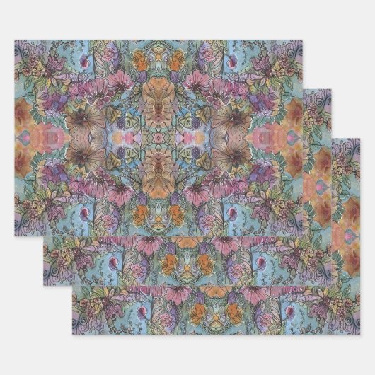 Stijlvolle chique bloementuin Waterverf schilderij Inpakpapier Vel (Set)