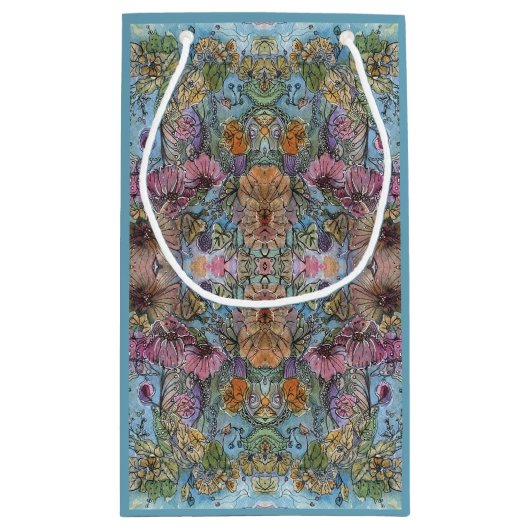 Stijlvolle chique bloementuin Waterverf schilderij Klein Cadeauzakje (Achterkant)