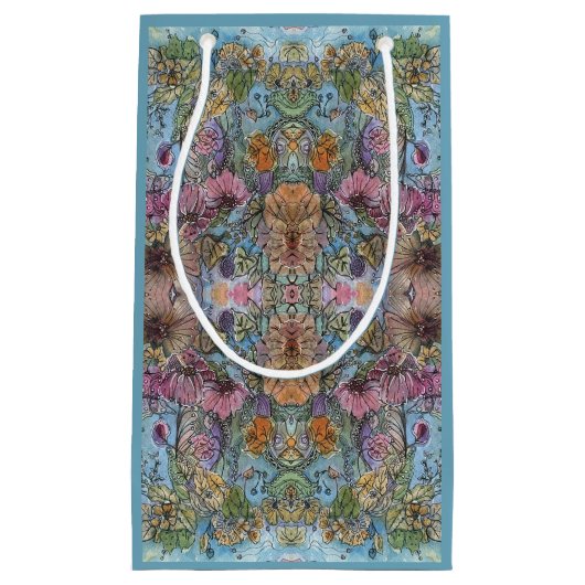 Stijlvolle chique bloementuin Waterverf schilderij Klein Cadeauzakje (Voorkant)