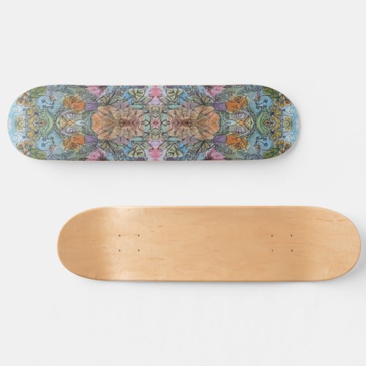 Stijlvolle chique bloementuin Waterverf schilderij Persoonlijk Skateboard (Horizontaal)