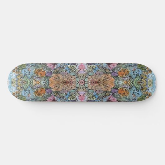 Stijlvolle chique bloementuin Waterverf schilderij Persoonlijk Skateboard (Horizontaal)