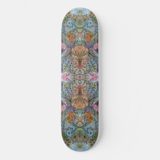 Stijlvolle chique bloementuin Waterverf schilderij Persoonlijk Skateboard (Voorkant)