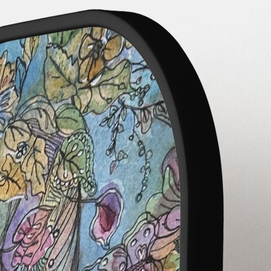 Stijlvolle chique bloementuin Waterverf schilderij Pickleball Paddle (Links Detail)