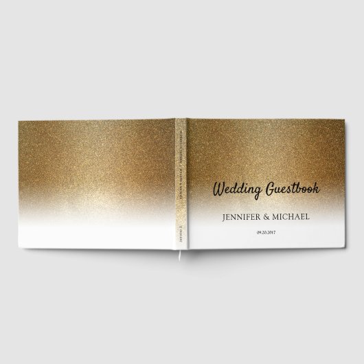 Stijlvolle Chique gouden glitter elegante bruiloft Gastenboek (Volledig)