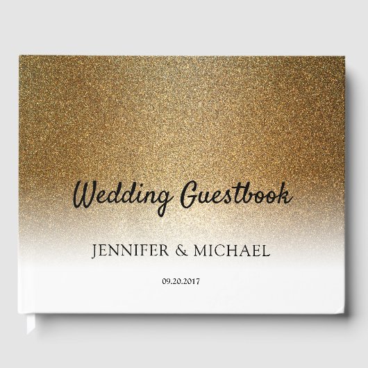 Stijlvolle Chique gouden glitter elegante bruiloft Gastenboek (Voorkant)