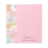 Stijlvolle chique kleurrijke retro bloemenpatroon  notitieblok (Voorkant)