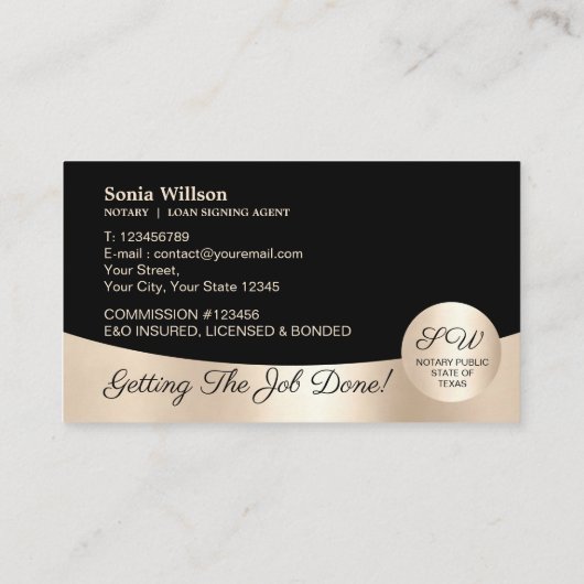 Stijlvolle chique mobiele notaris lening onderteke visitekaartje (Achterkant)