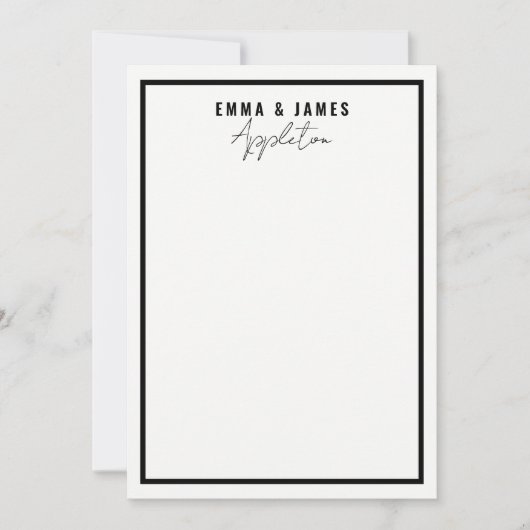 Stijlvolle chique moderne koppels bruid en bruideg notitiekaartje (Voorkant)