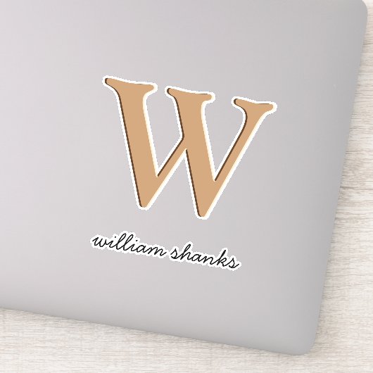 Stijlvolle chique monogram zwarte gouden script na sticker (Detail)