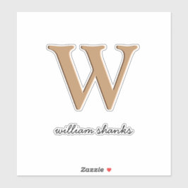 Stijlvolle chique monogram zwarte gouden script na sticker