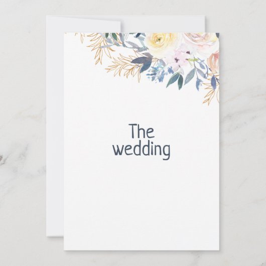 Stijlvolle chique navy blauw ivoor goud bloemenbru kaart (Achterkant)