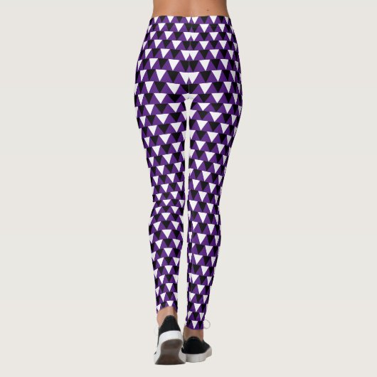 Stijlvolle chique Paarse zwart wit patroon Hallowe Leggings (Achterkant)