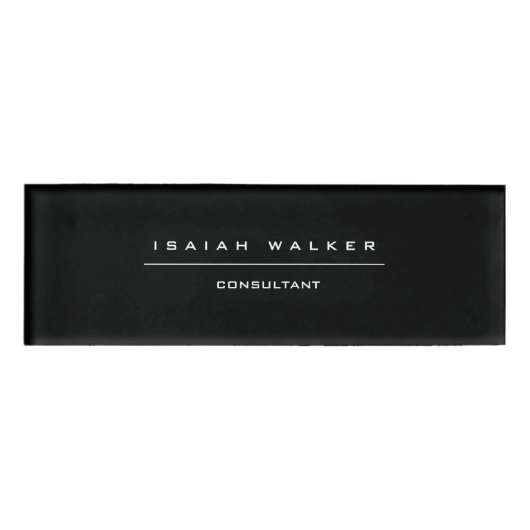 Stijlvolle Chique Plain Unieke Speciale Zwart & Wi Naambadge (Voorkant)