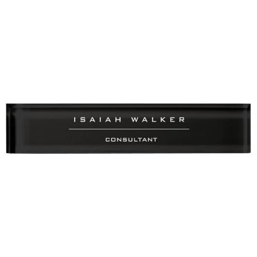 Stijlvolle Chique Plain Unieke Speciale Zwart & Wi Naambordje (Voorkant)