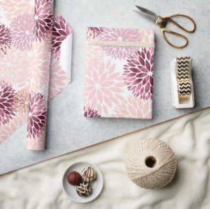 Stijlvolle chique roze bloem cadeaupapier