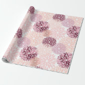 Stijlvolle chique roze bloem cadeaupapier (Uitgerold)